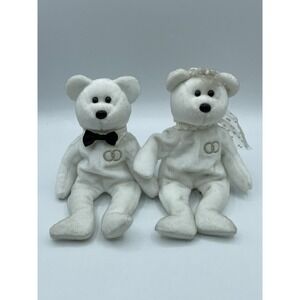Ty Beanie Baby Mr and Mrs Bear Bride and Groom Wedding Set 2001